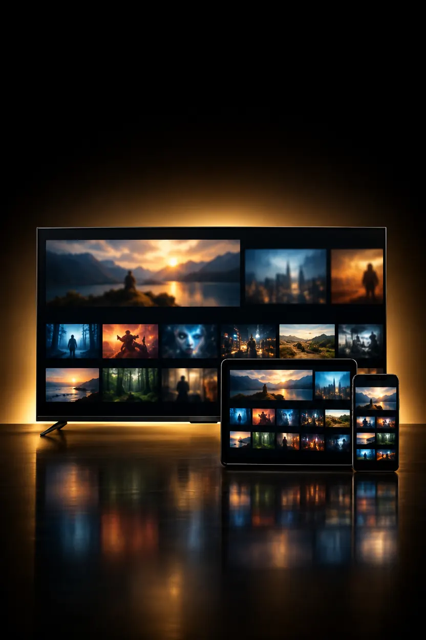 Catálogo de películas y series de MejorIPTV en televisor, tablet y smartphone