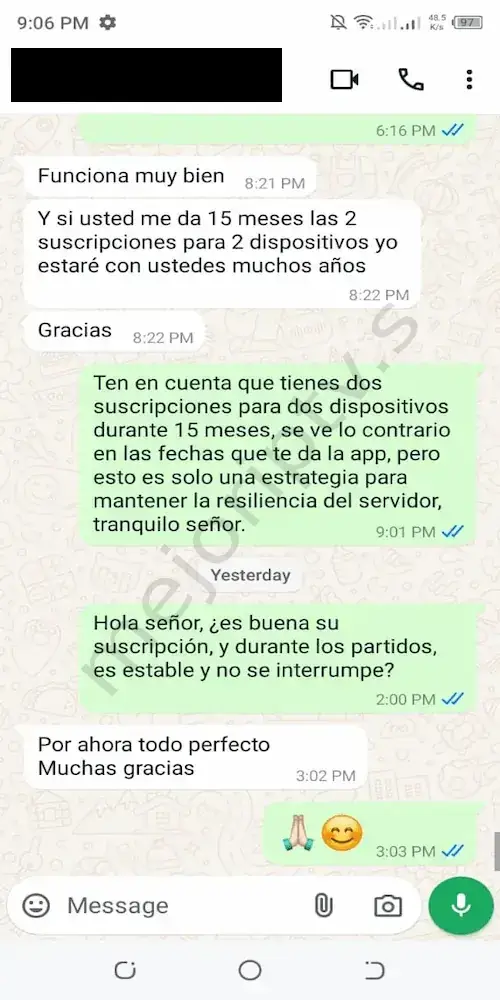 Opinión WhatsApp - Mariana