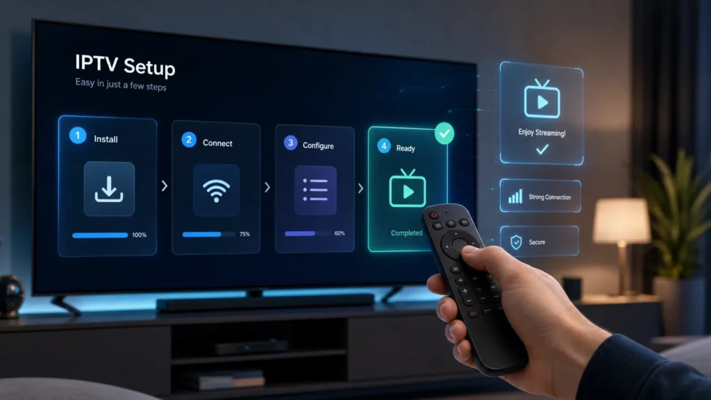 Cómo instalar IPTV en Android TV: interfaz de la aplicación en un Smart TV.