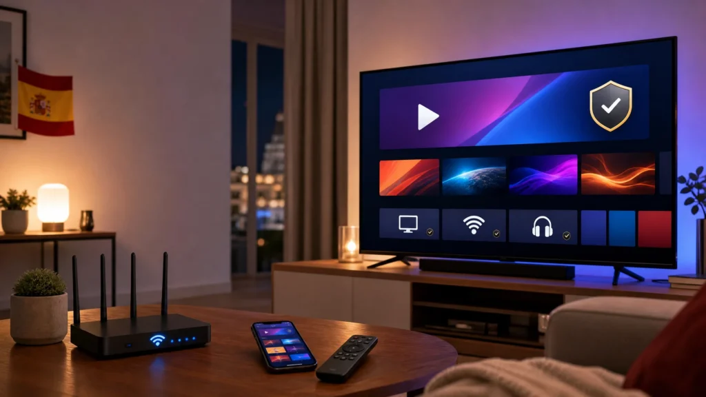 Prueba gratuita de IPTV en España en Smart TV con router Wi-Fi