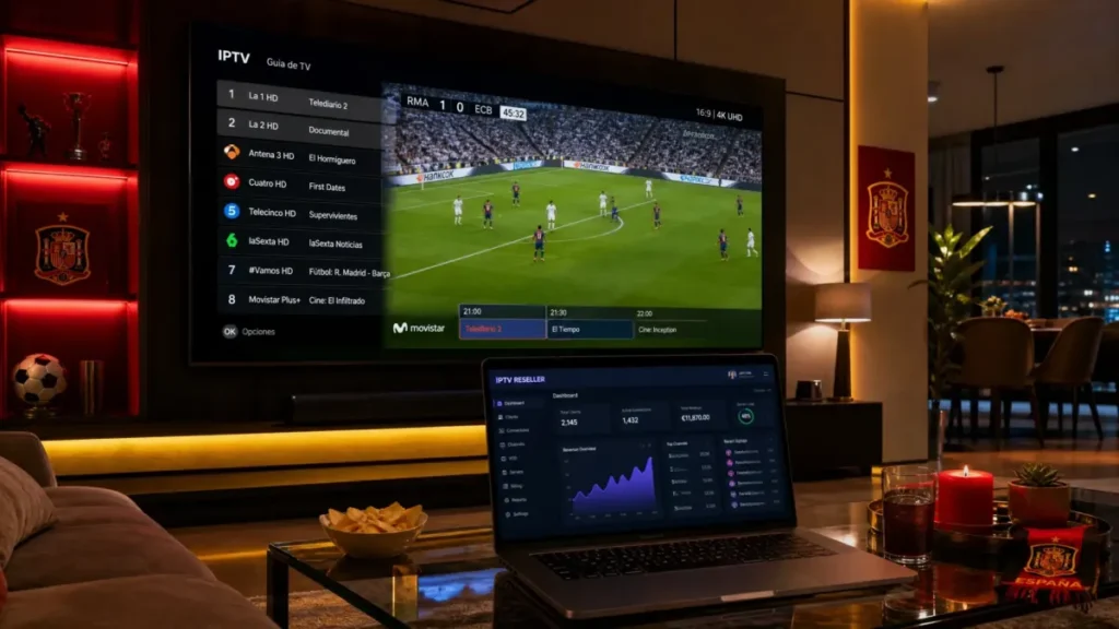 Guías y Novedades sobre IPTV en un salón con Smart TV, España