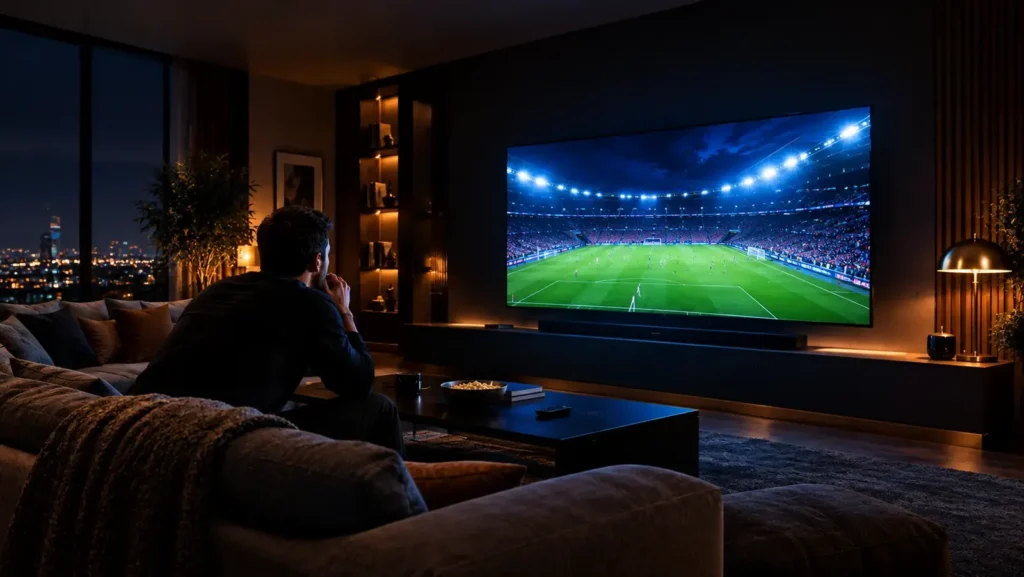 Ver Champions League por IPTV en España en un televisor 4K desde el salón