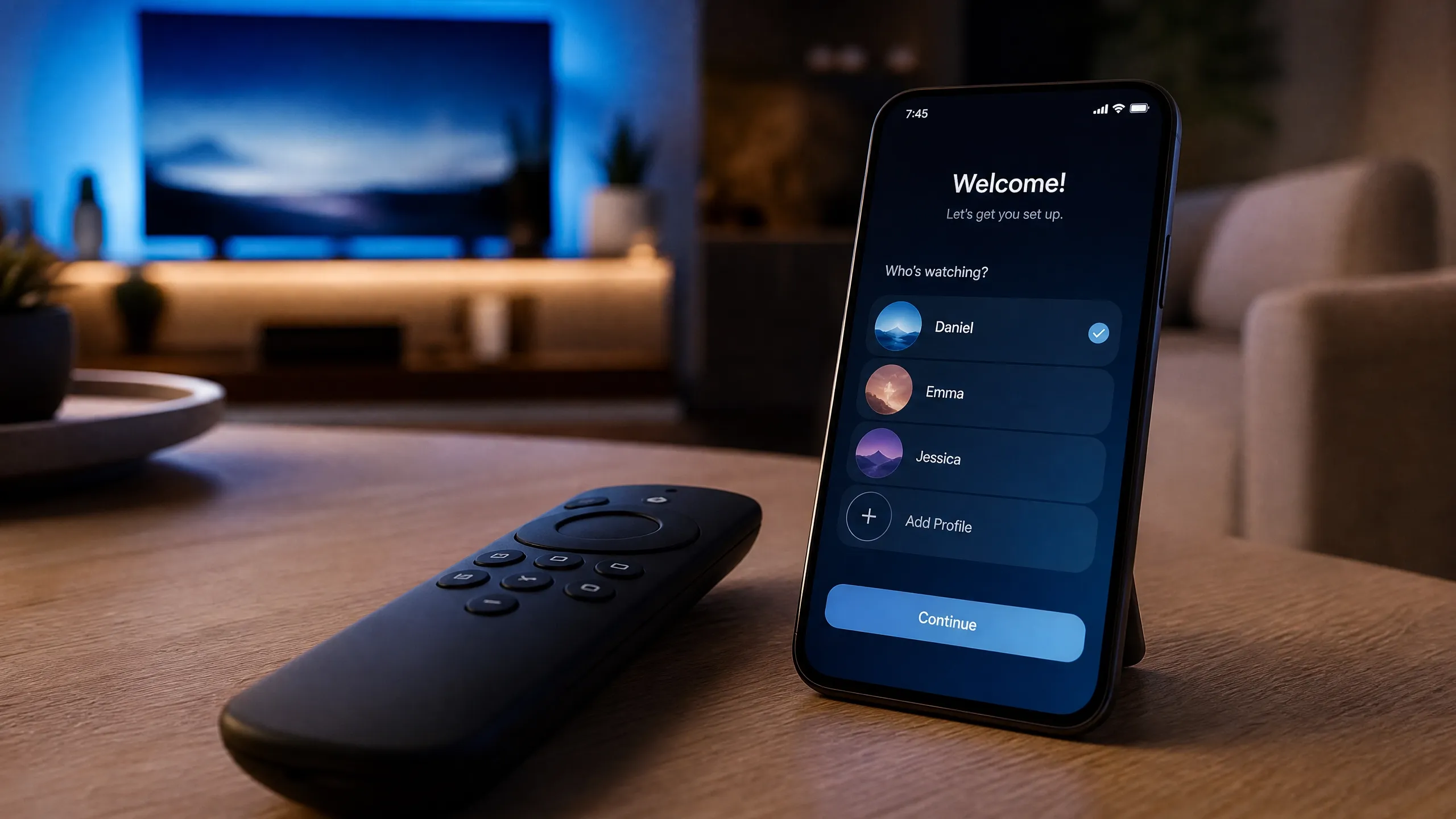 Control remoto y app móvil para configuración IPTV