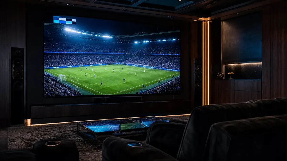 Estadio de fútbol visto en IPTV comparado con DAZN