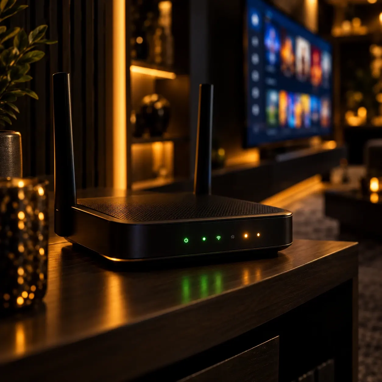 Router con luces de conexión estables para un iptv estable en casa