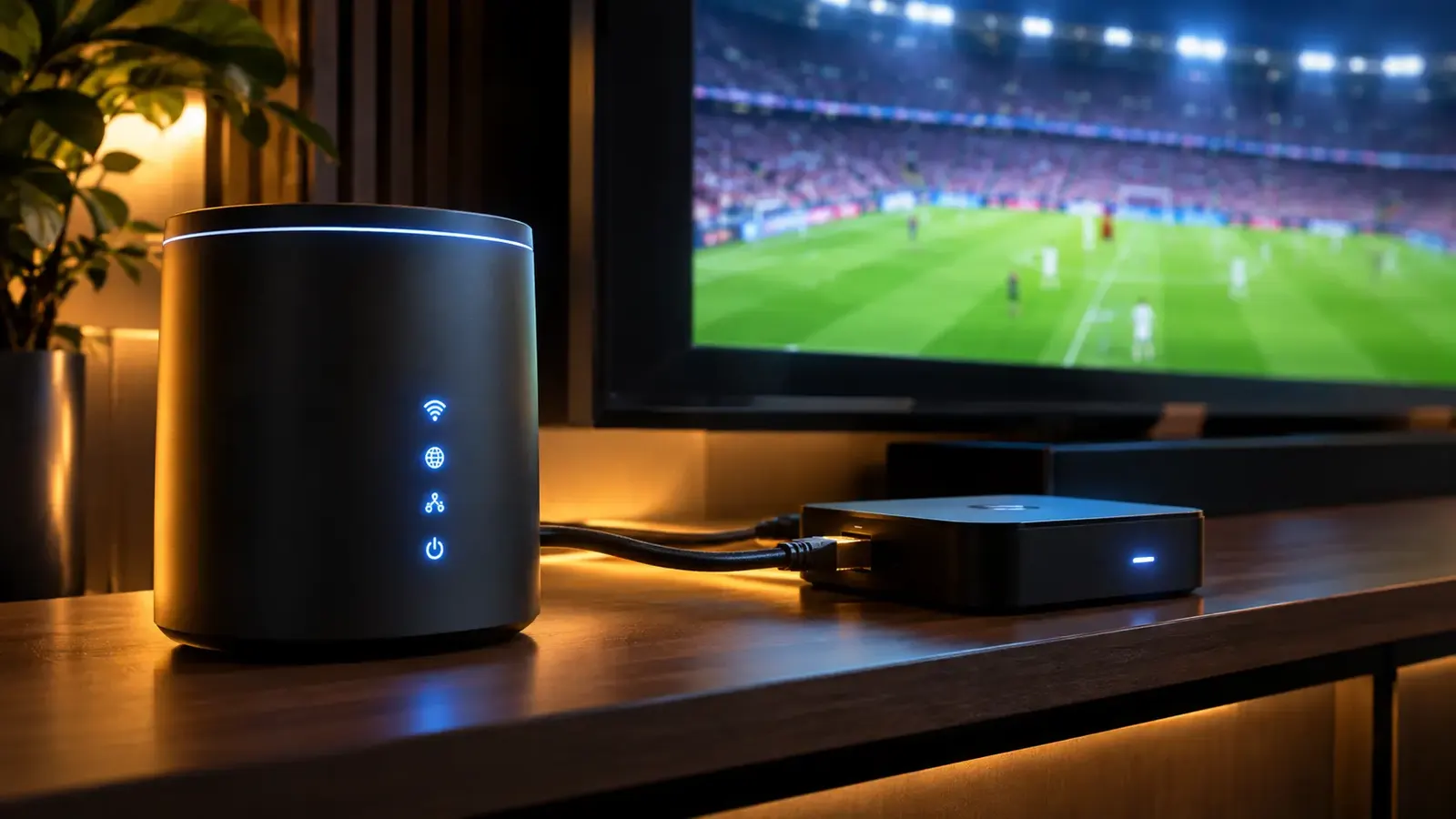 Conexión estable por cable Ethernet para ver LaLiga por IPTV sin cortes