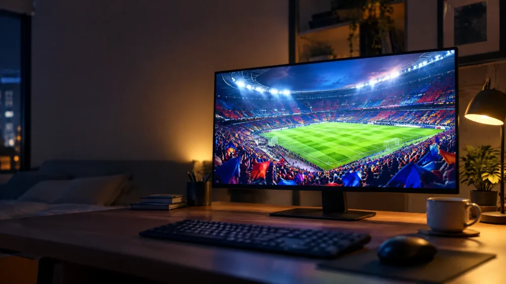 Reproductor IPTV PC mostrando canales en un monitor de escritorio