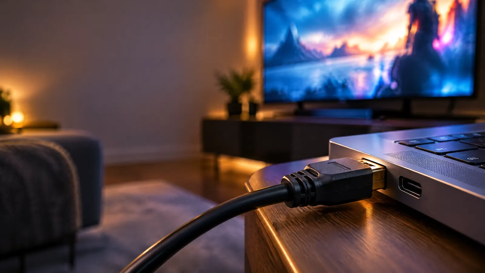 Conectar un reproductor IPTV PC al televisor por cable HDMI