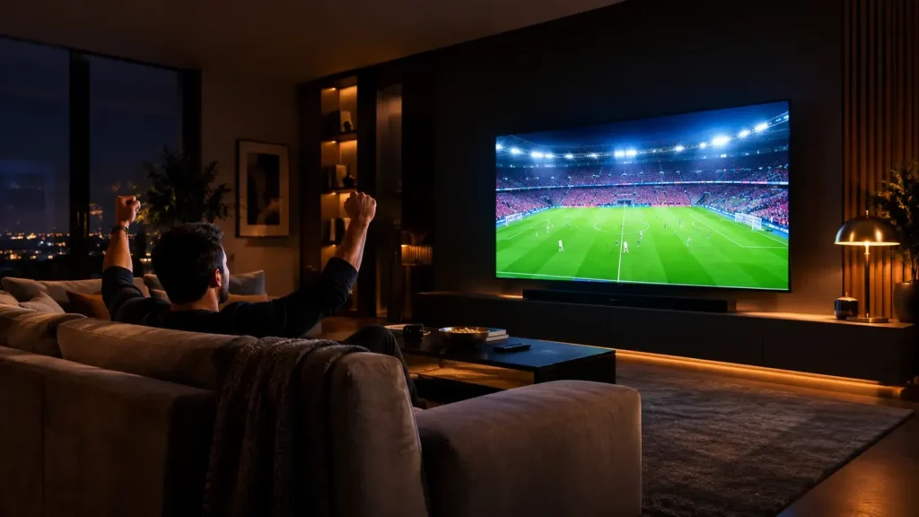 Ver LaLiga por IPTV en España en un televisor 4K desde el salón